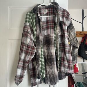 BDG Plaid Patchwork Flannel Shirt